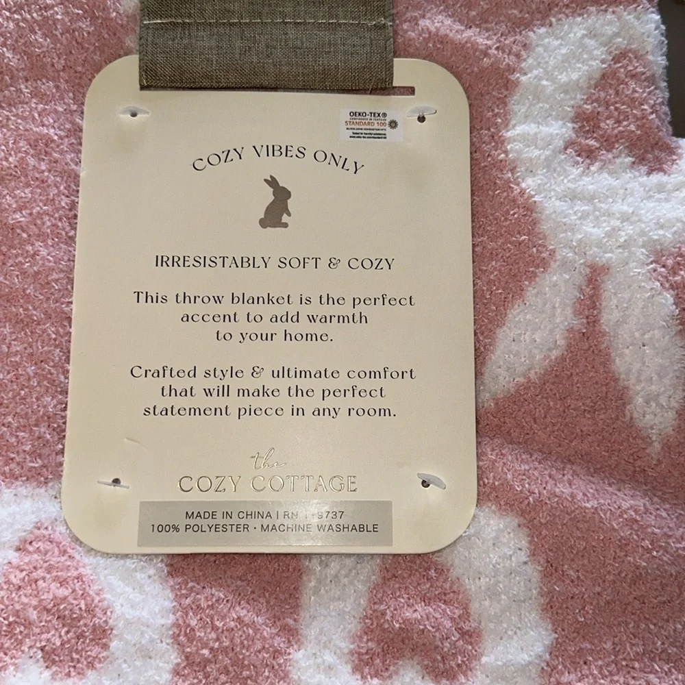 Reversible pink Easter bunny throw blanket