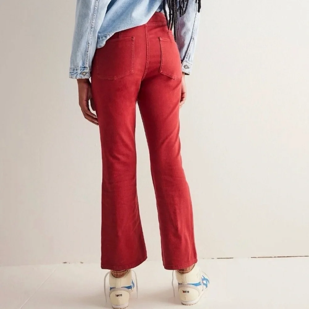 Free People We The Free In My Feelings Red Wine Cropped Slim Flare Jeans Small