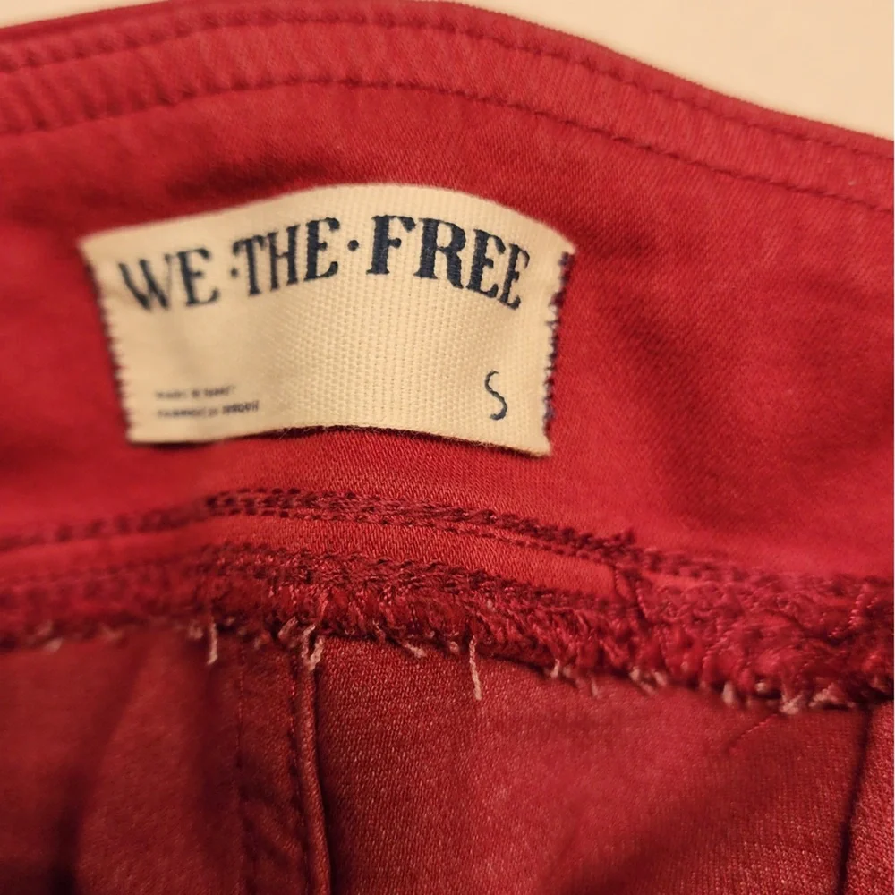 Free People We The Free In My Feelings Red Wine Cropped Slim Flare Jeans Small