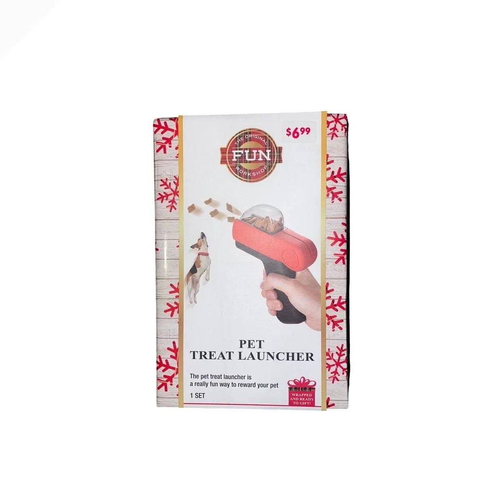 The Original Fun Workshop Pet Treat Launcher Red Handheld Dog Training Toy New