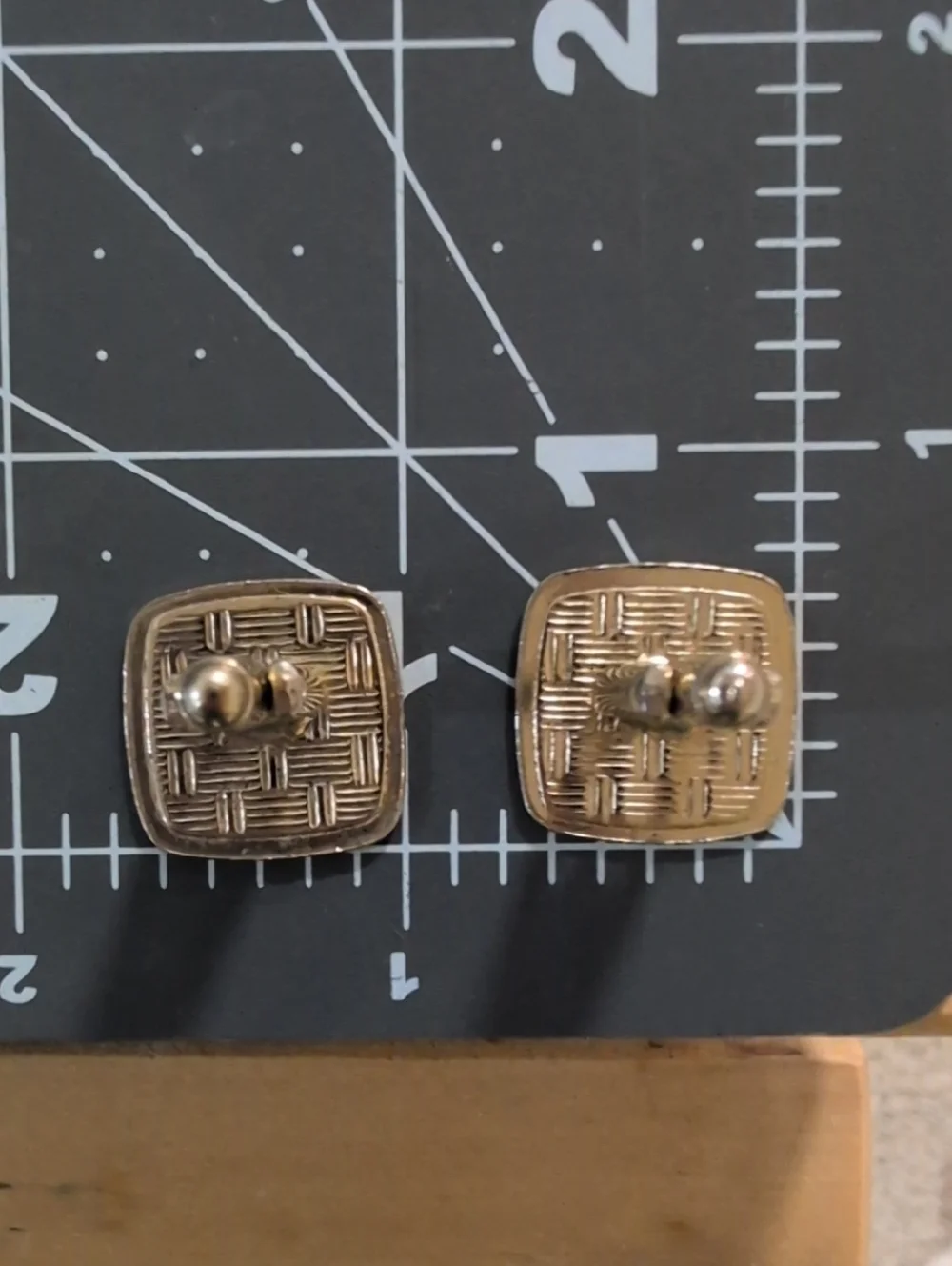 Vintage Gold Square Basket Weave Cuff Links