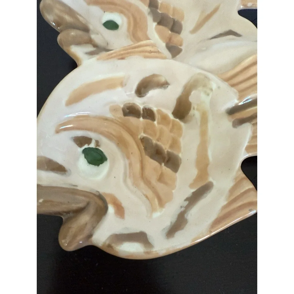 Vintage Ceramic Porcelain Double Fish Dish Trinket Jewelry Organizer 8