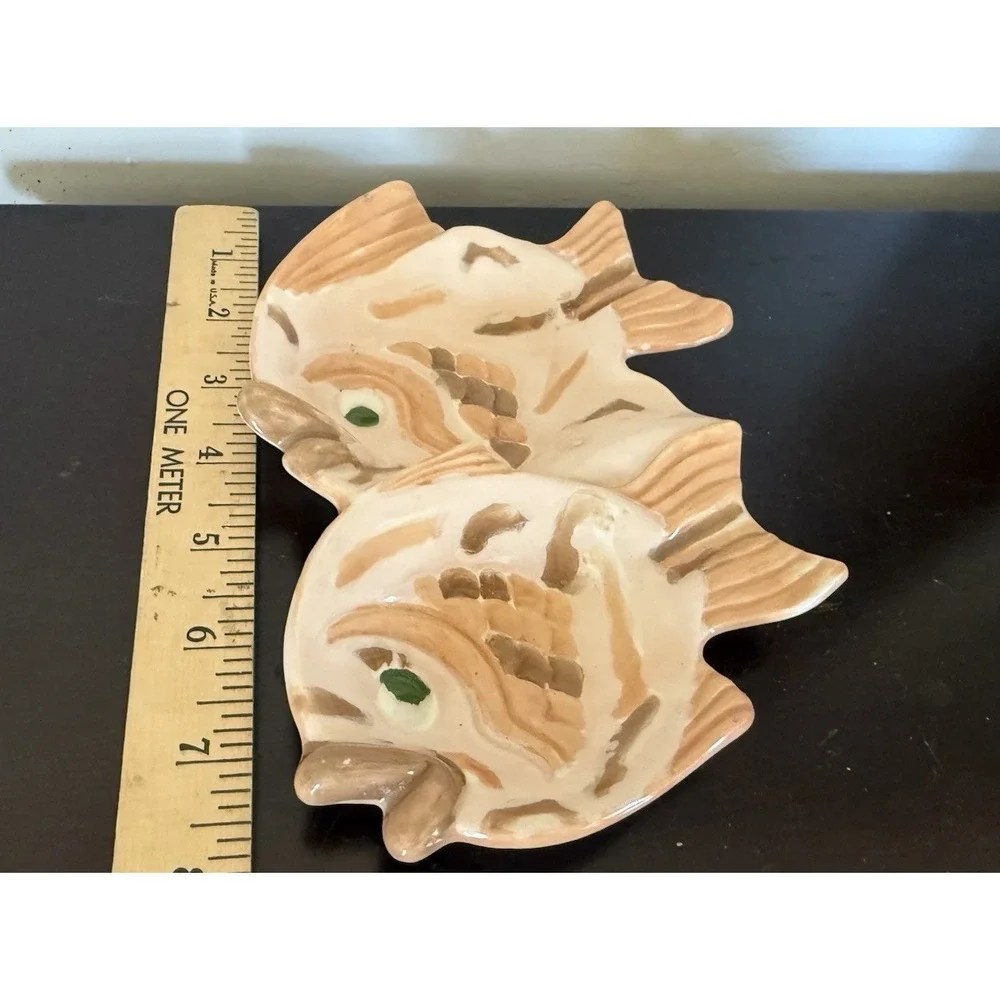 Vintage Ceramic Porcelain Double Fish Dish Trinket Jewelry Organizer 8