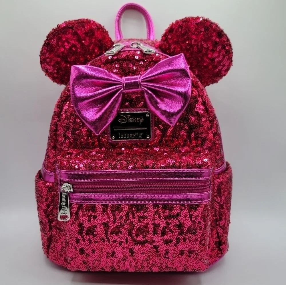 Loungefly Minnie Mouse Sequin Magenta Pink Disney Backpack