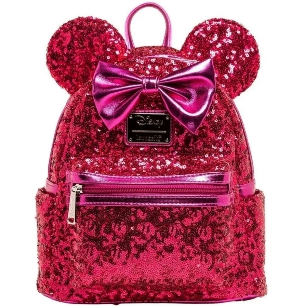 Loungefly Minnie Mouse Sequin Magenta Pink Disney Backpack