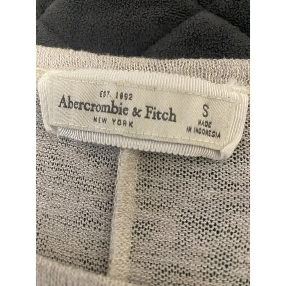 Y2K Abercrombie & Fitch W Oatmeal Long Slv Crochet Lace Hem Boho Cottagecore S