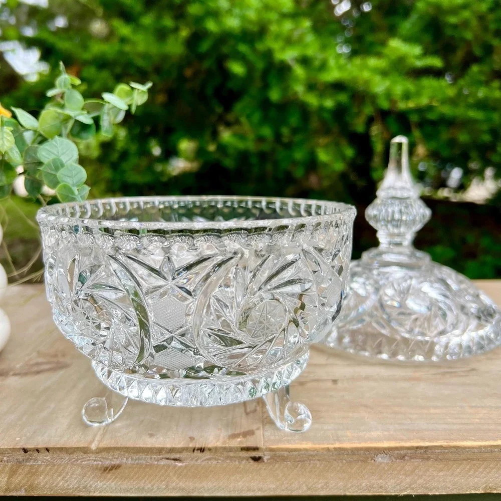 Crystal 1978 Candy Dish w/ Lid Pinwheel Design