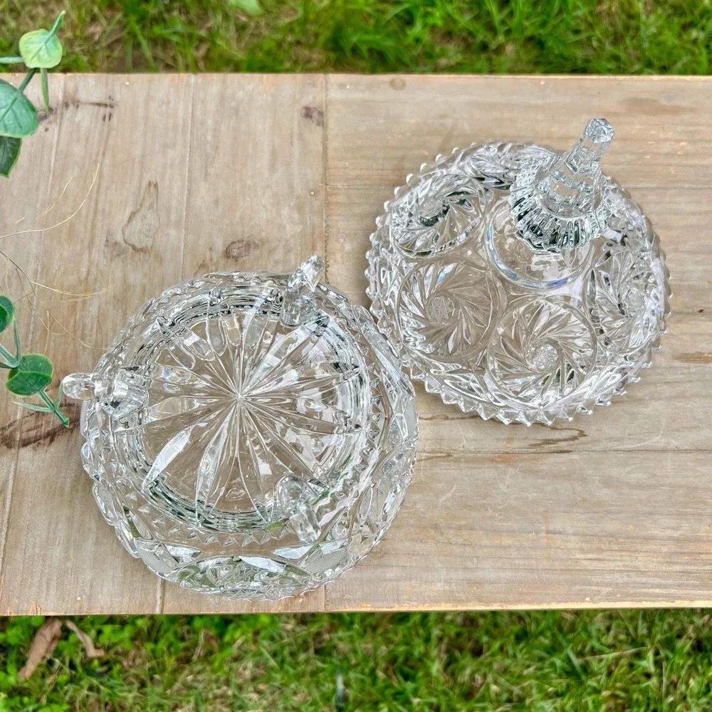 Crystal 1978 Candy Dish w/ Lid Pinwheel Design