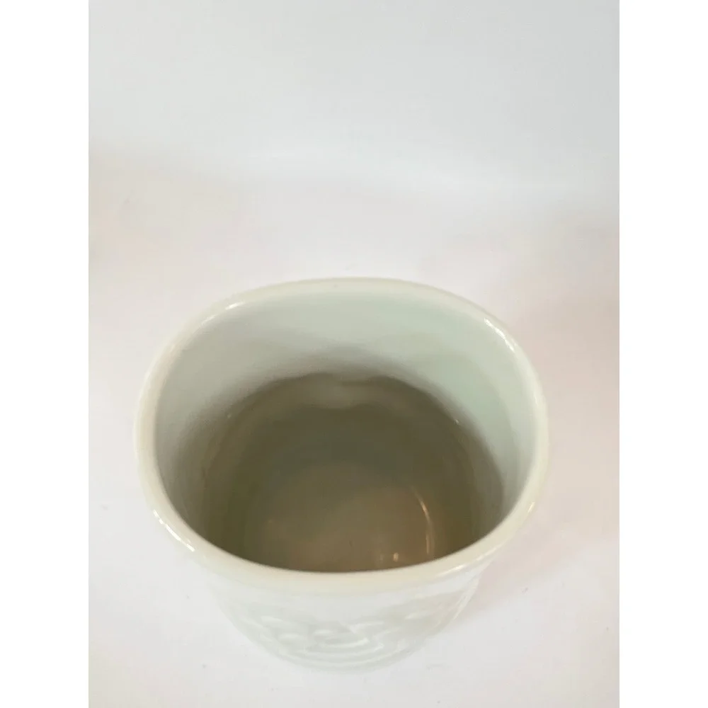 Vintage‎ Thomas Germany White Porcelain Vase Relief Abstract Mid Century Modern