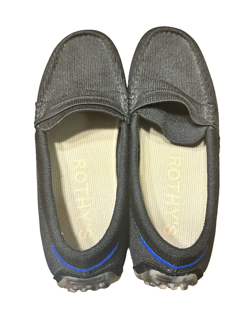 Rothys The Driving Loafer Shoes Womens 6 Black Knit Penny Moc Toe Slip On