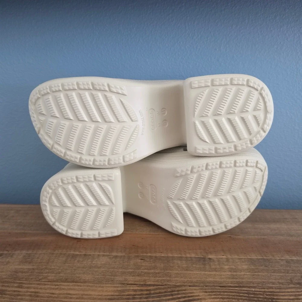 Crocs Mens Siren Clog Bone White Chunky Platform Block Heel Mule Size 9