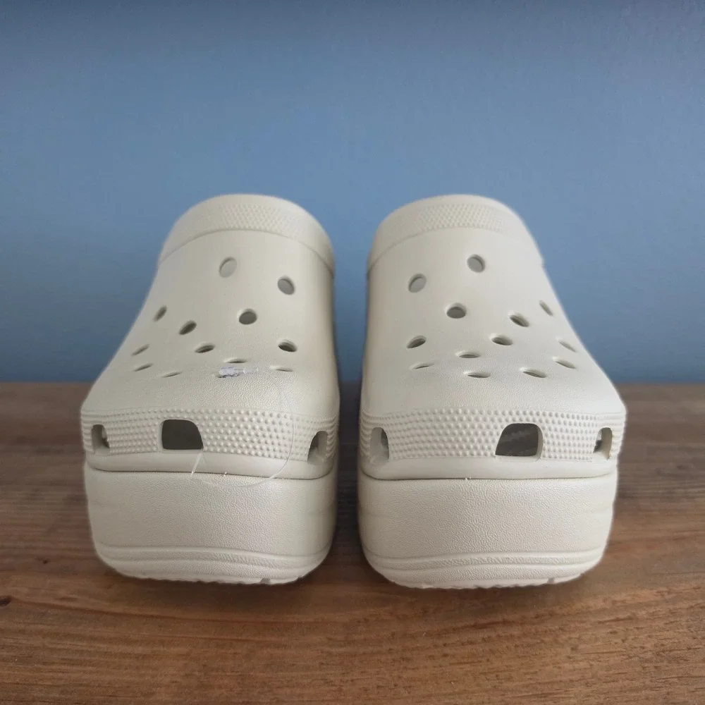 Crocs Mens Siren Clog Bone White Chunky Platform Block Heel Mule Size 9