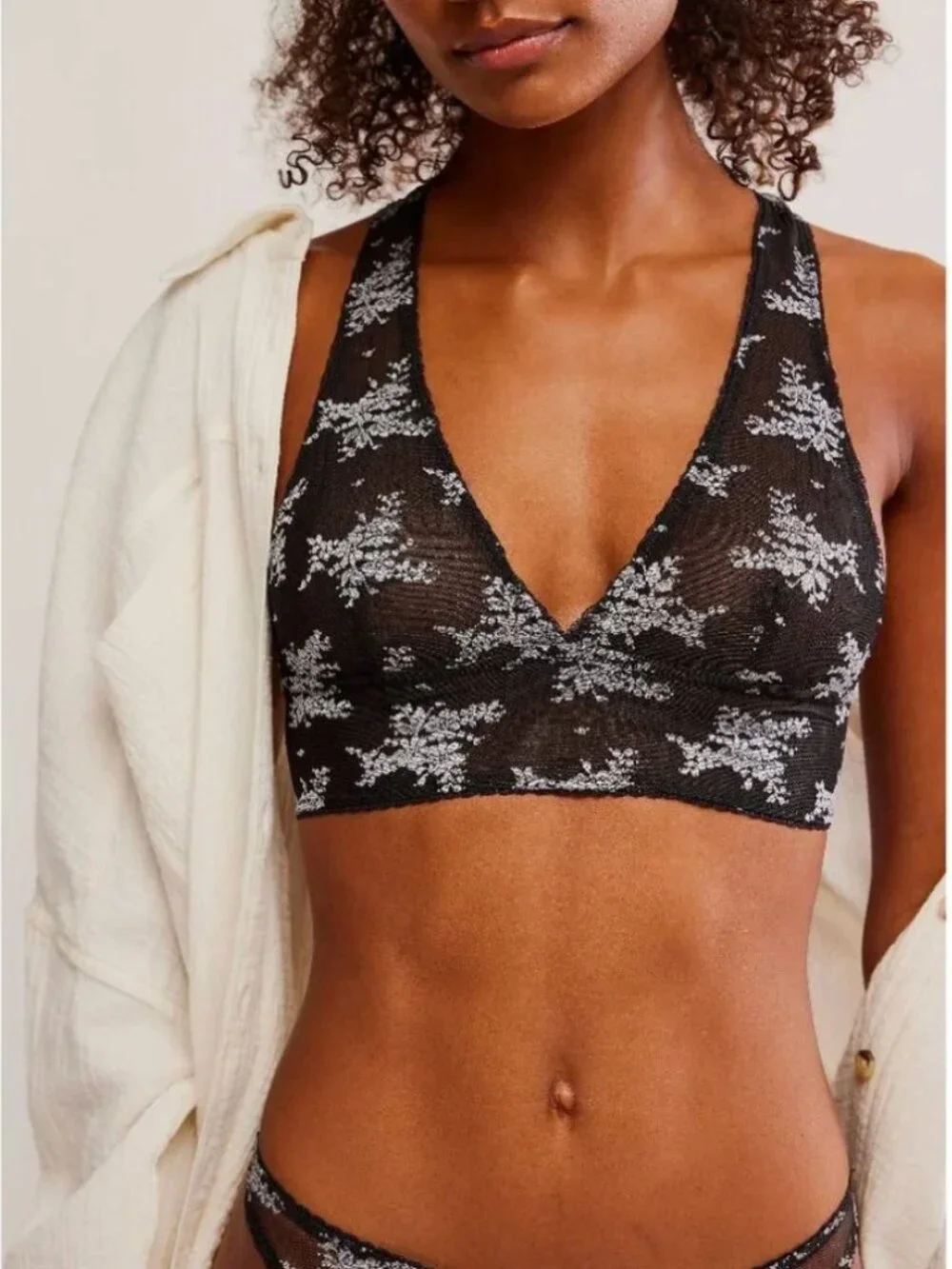 FREE PEOPLE NWT Talk About It Racerback Bra / Black Combo