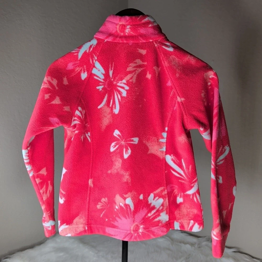 Columbia Benton Springs Jacket Girls XS Pink Floral Fleece Full Zip XG6004