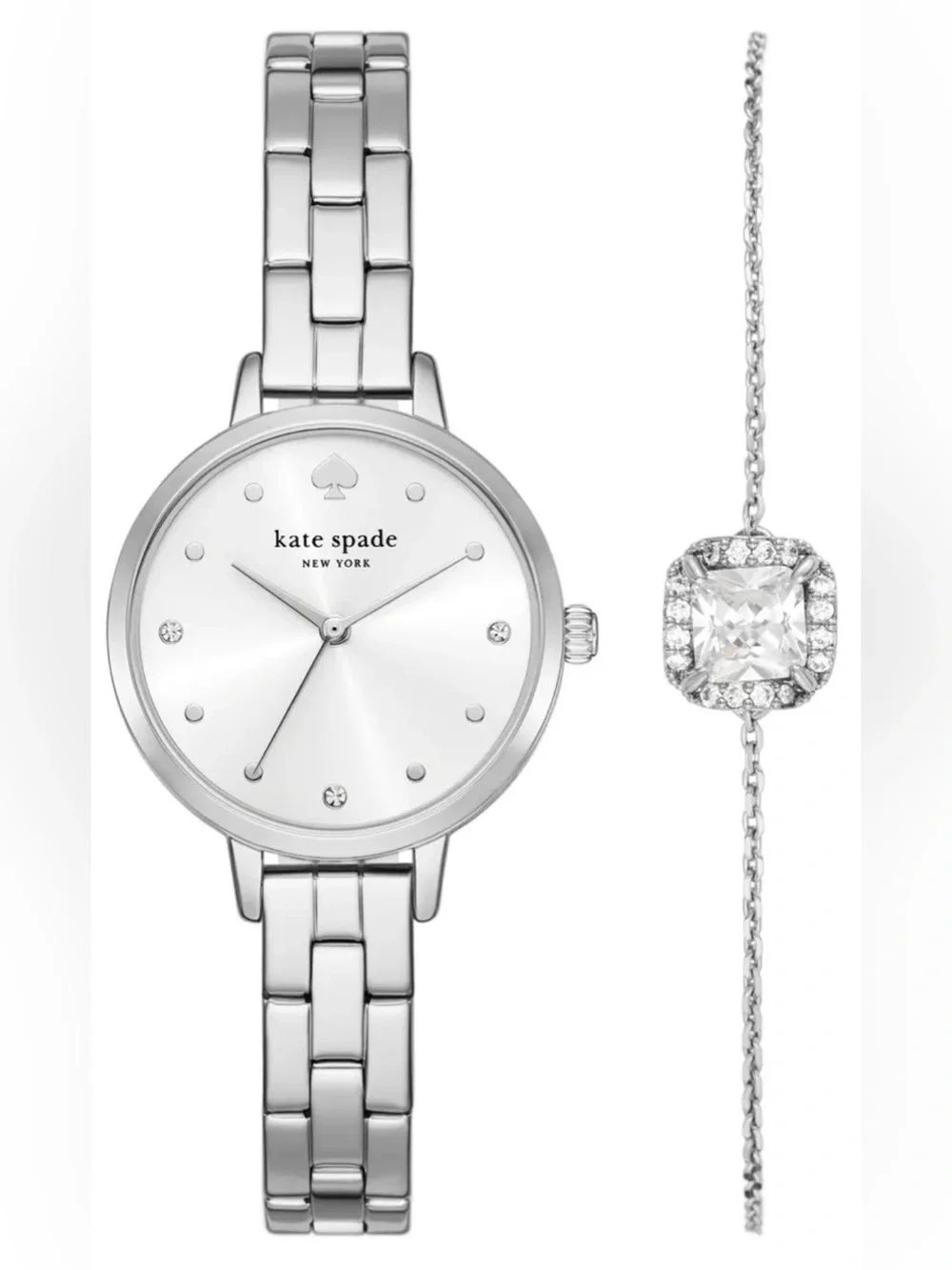 Kate Spade NY Metro Three-Hand Quartz Bracelet Watch & Crystal Bracelet Set NWT