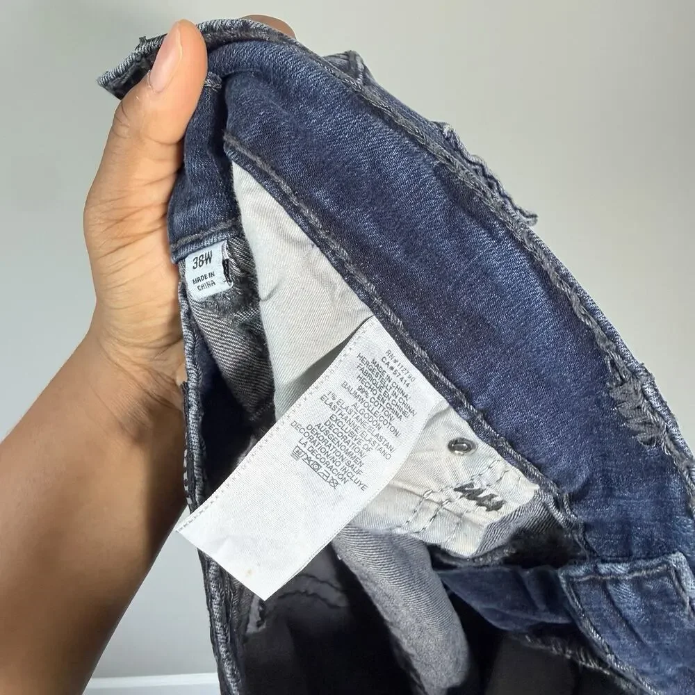 True Religion Men's Rocco Relaxed Skinny Flap Blue Jeans 38 x 32