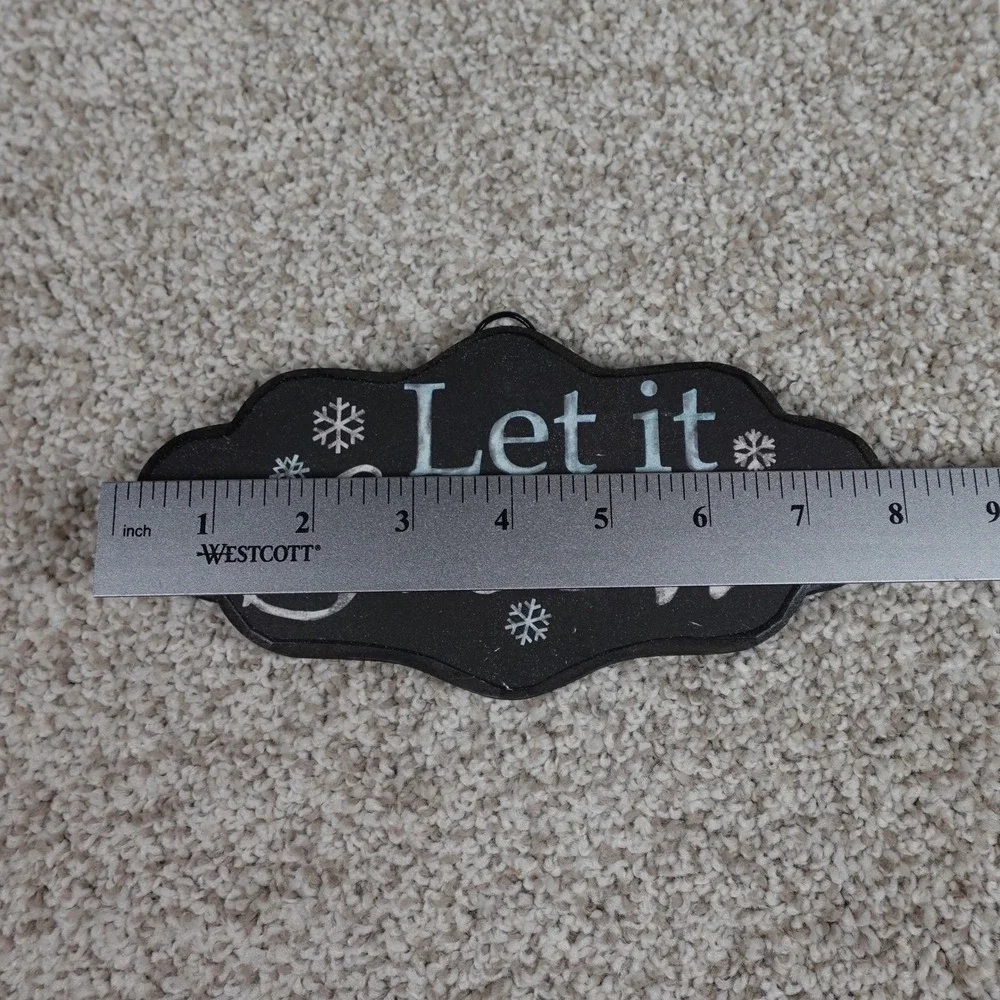 Creative Co-Op Let it Snow Chalkboard Style Wooden Wall Plaque Winter Decor