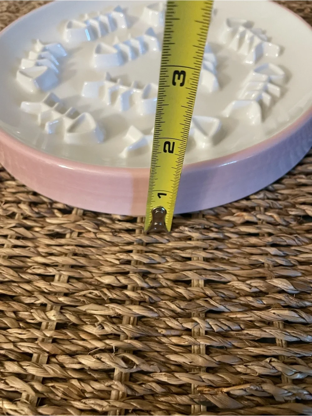 Ceramic Pink and White Slow Cat Feeder 8 Inch