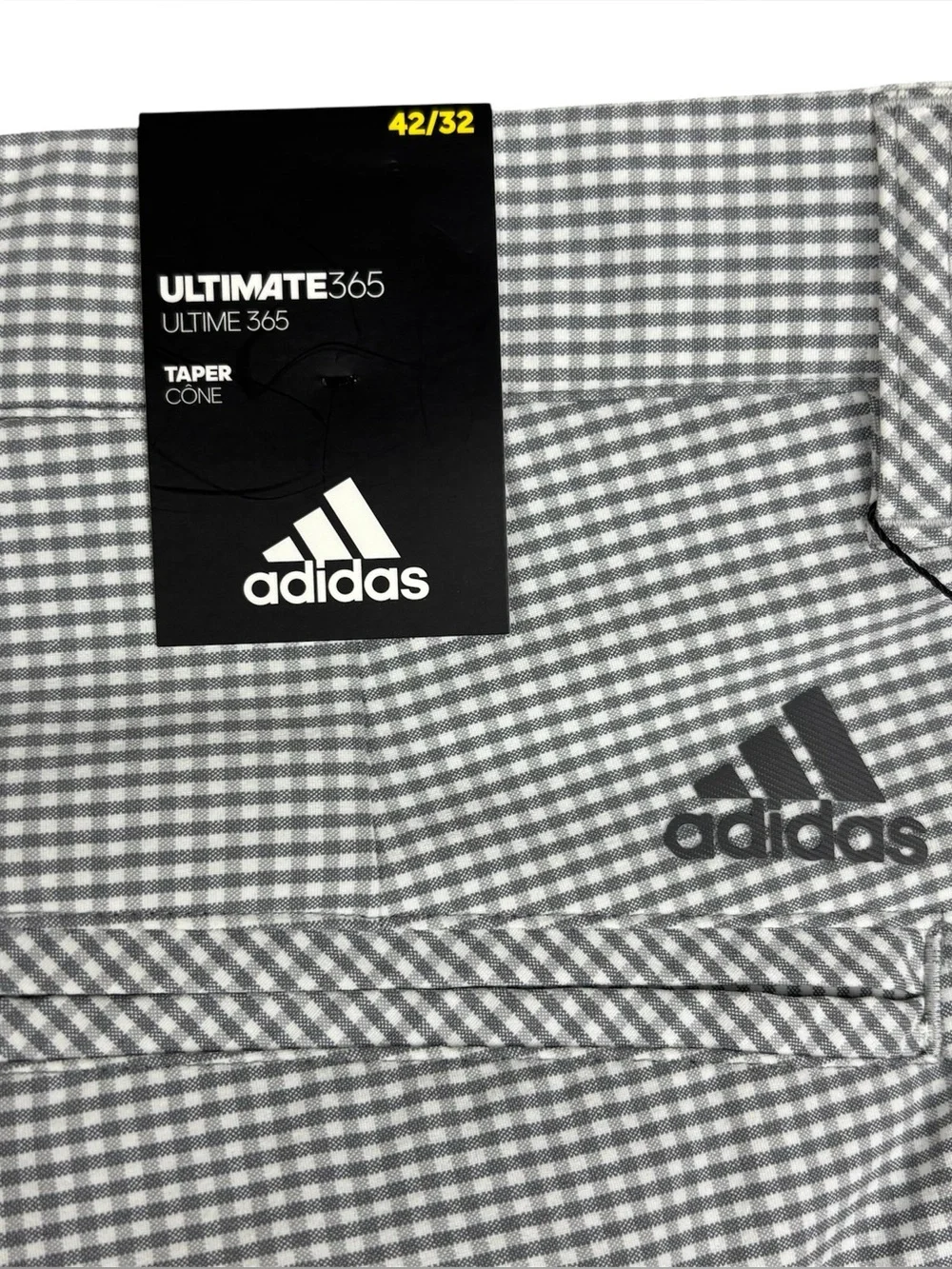 Adidas Pants Mens 42X32 Gray Gingham Ultimate 365 Taper Golf Pant NWT