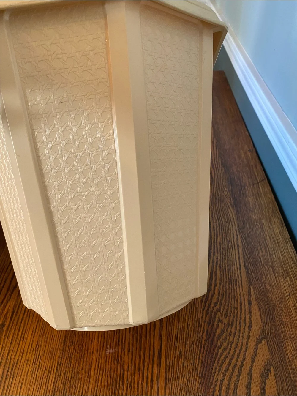 Vintage 1980s Beige Rubbermaid Trash Can Wastebasket Basketweave Fluted Octagon