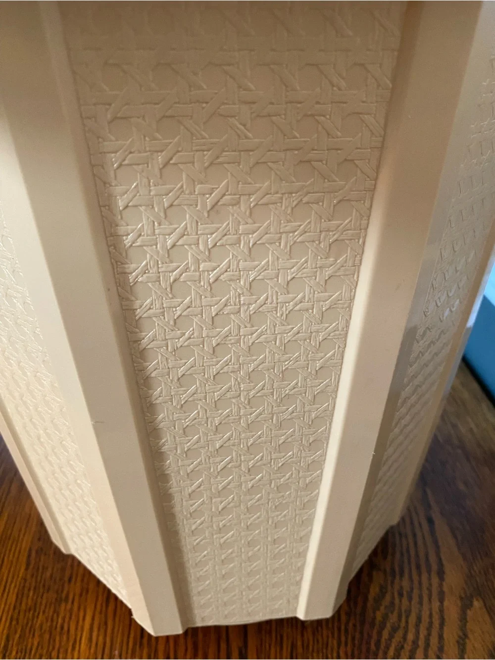 Vintage 1980s Beige Rubbermaid Trash Can Wastebasket Basketweave Fluted Octagon