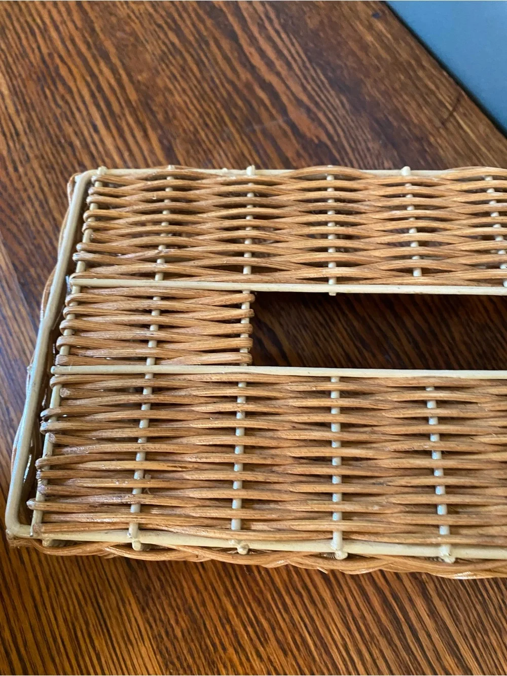 Vintage Boho Wicker Rattan Tissue Box Cover