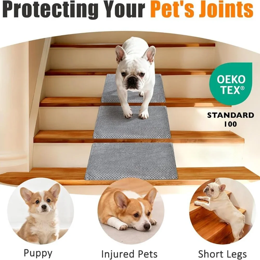Dog Ramp for Stairs for Small & Senior Dogs and Cats (Gray, 6 Pack)