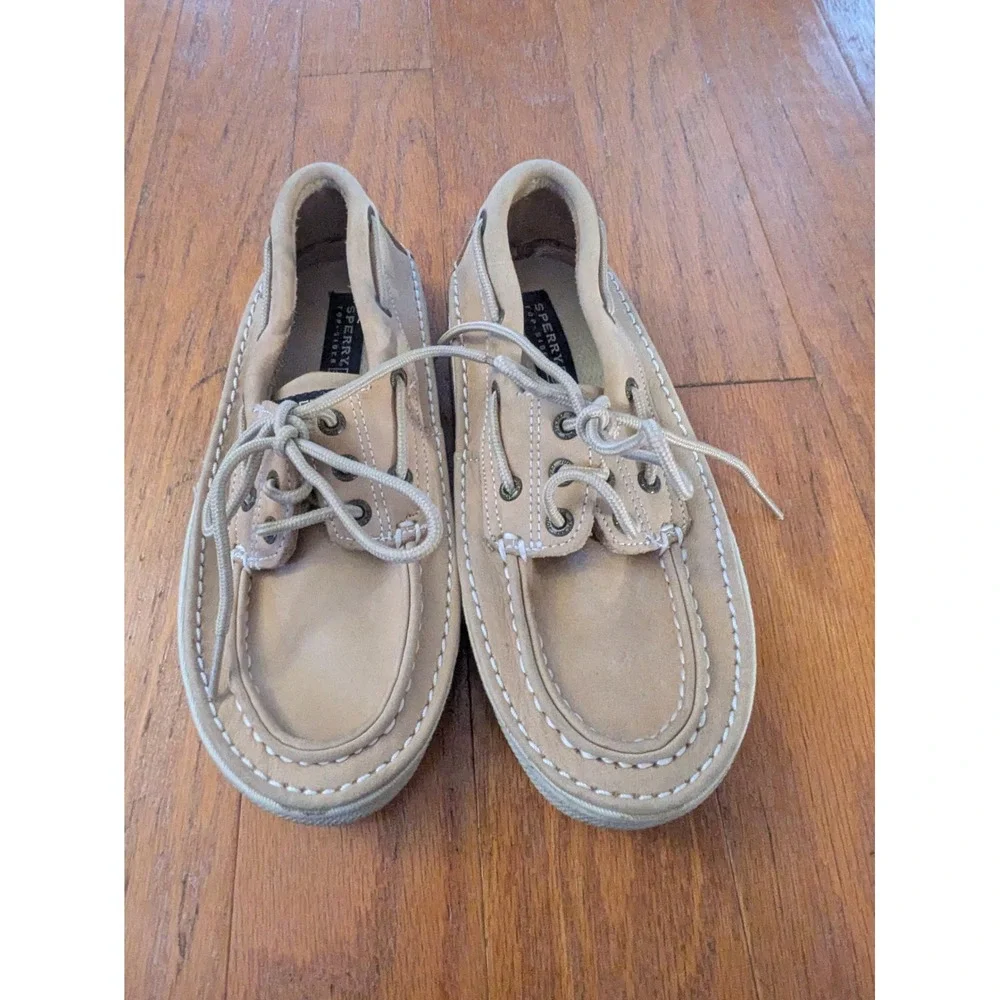 Sperry Top Sider Largo‎ 3 Eye Boat Shoes Tan Leather Kids Size US 2 M