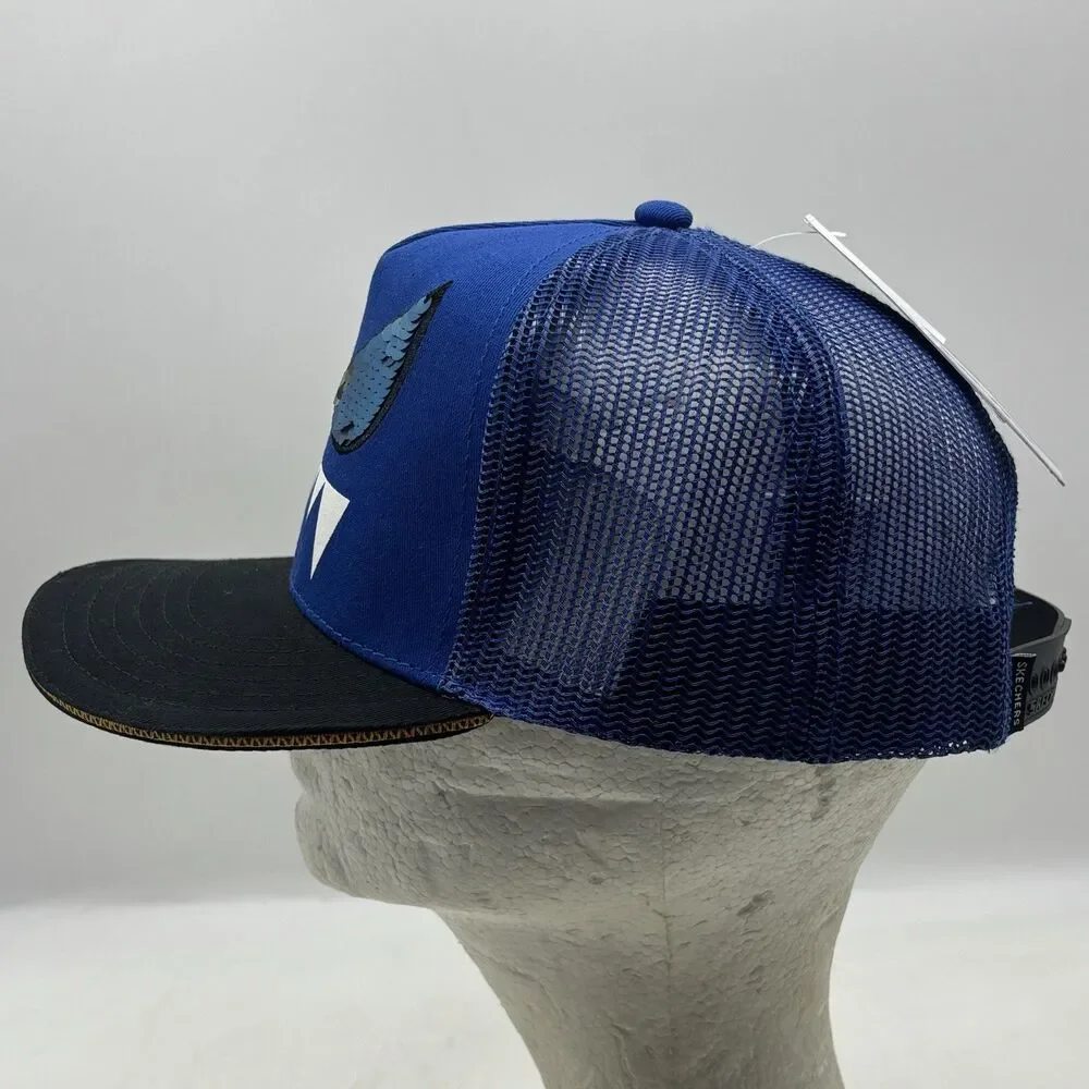 Skechers Youth Monster Trucker Snapback Hat Blue Sequin Eyes Kids Adjustable Cap