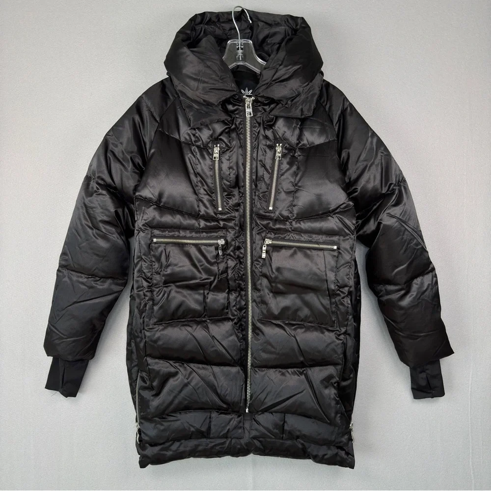 OROLAY‎ Thickened Down Coat XS Black Puffer Hooded Utility Jacket Outdoor Casual