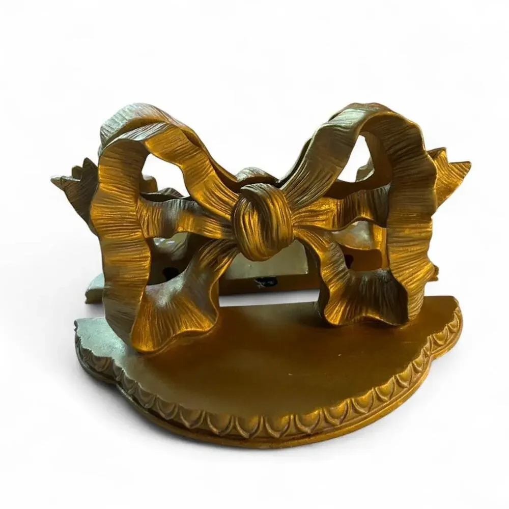 Set of 2 gold coquette bow wall mounted floating candle or small decor shelves