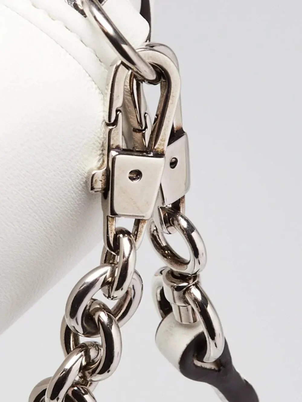 Gucci White Quilted Lambskin Leather Small Horsebit Chain Shoulder Bag