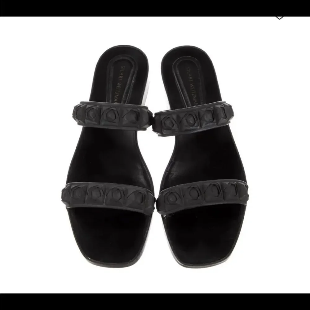 Stuart weitzman black rosita dual strap slide sandals