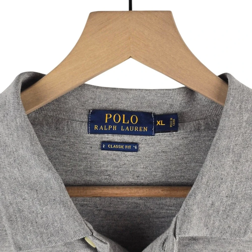 Polo Ralph Lauren Mens Classic‎ Fit Polo Shirt Gray Collared Short Sleeve XL