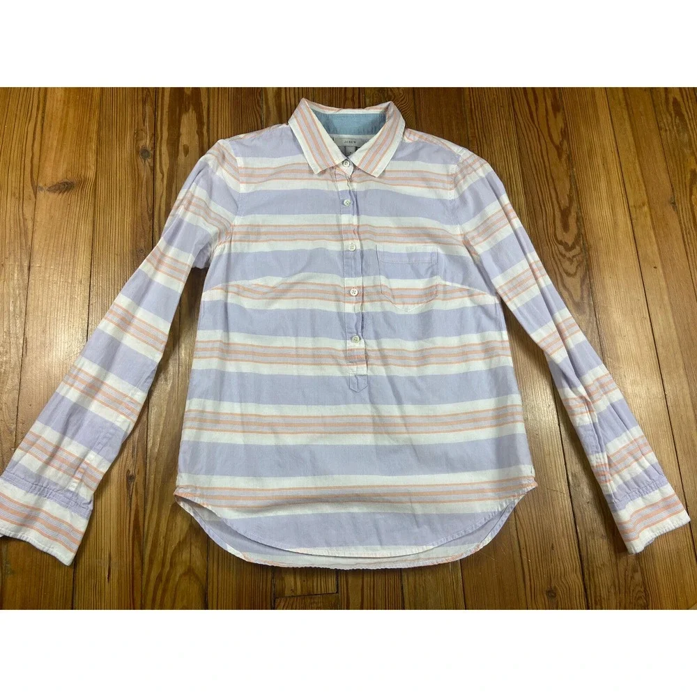 jcrew‎ womens size 0 long sleeve button down 1/2 pastel Excellent Purple Pink