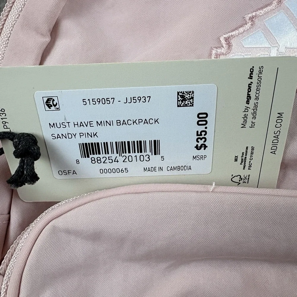 Adidas Must Have Mini Backpack Girls Sandy Pink OSFA Casual School Travel‎ Bag