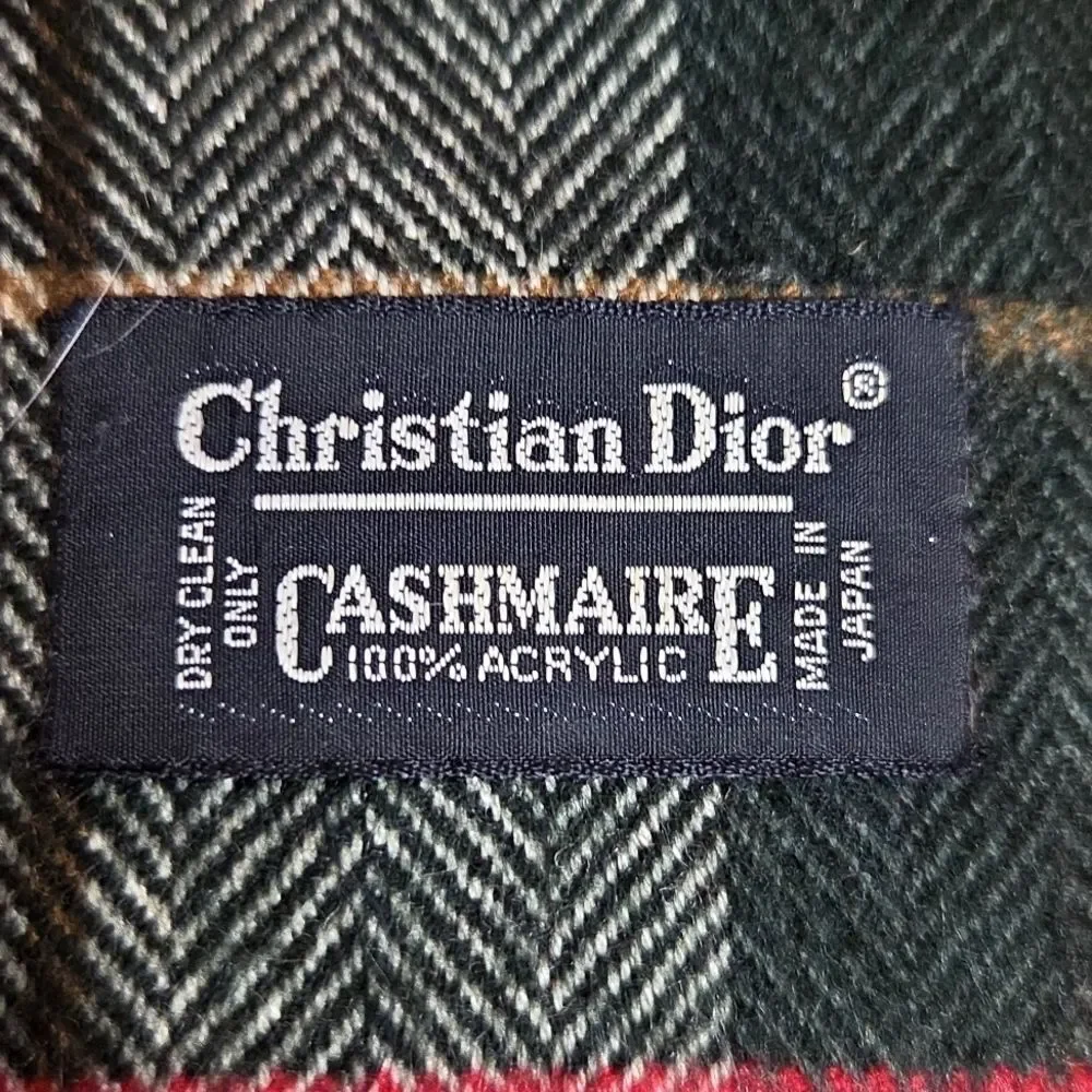 CHRISTIAN DIOR VINTAGE Cashmaire‎ Scarf Red Green