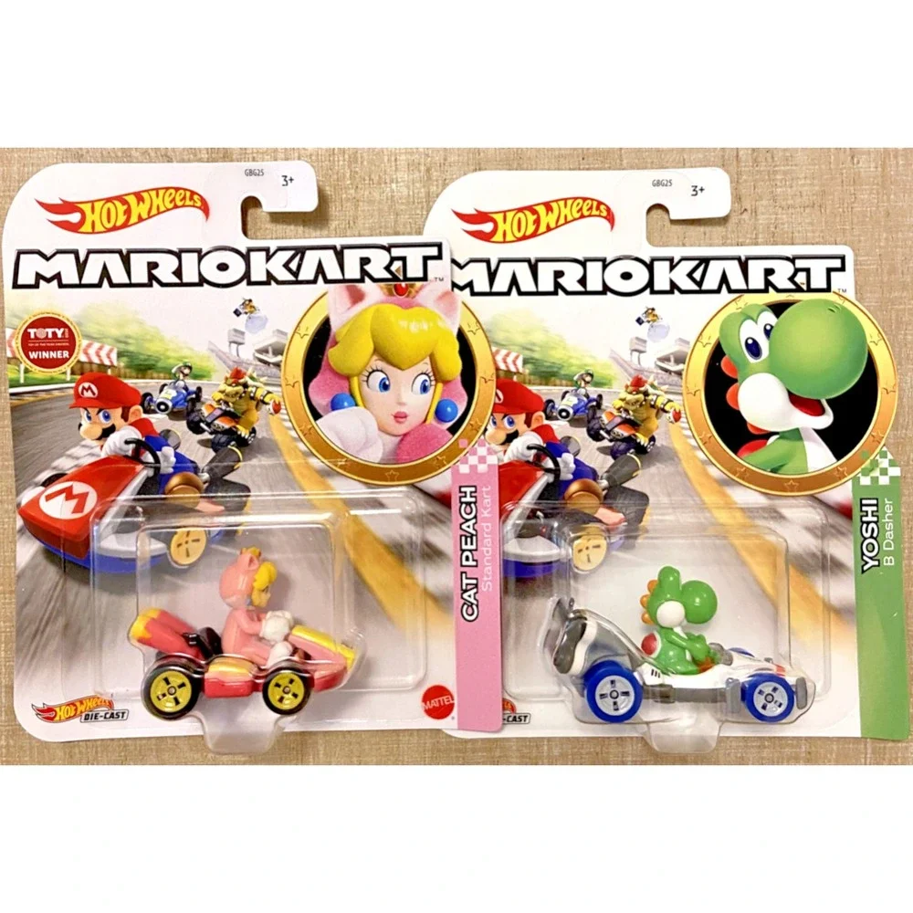 CAT PEACH & YOSHI Mario Kart Hot‎ Wheels Die-Cast Race Karts Cars
