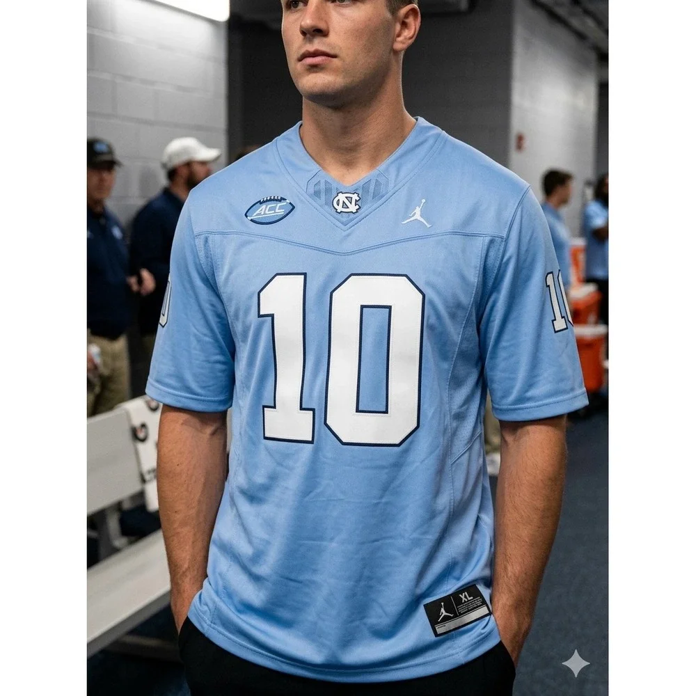 Jordan North‎ Carolina Tar Heels Drake Maye 10 Jersey Carolina Blue Mens XL NEW