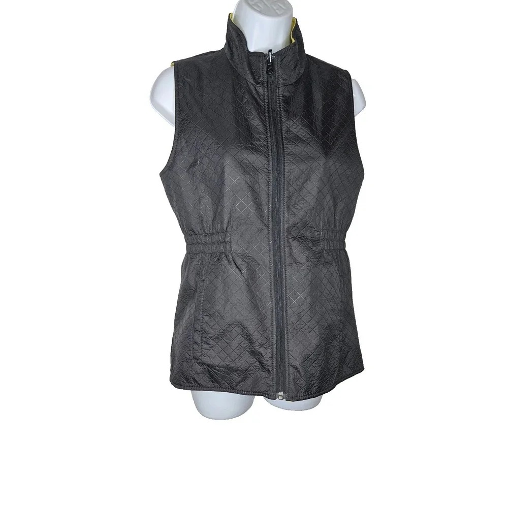 Womens Reversible Vest Size Small Quilted Black Yellow Sleeveless‎ Outerwear