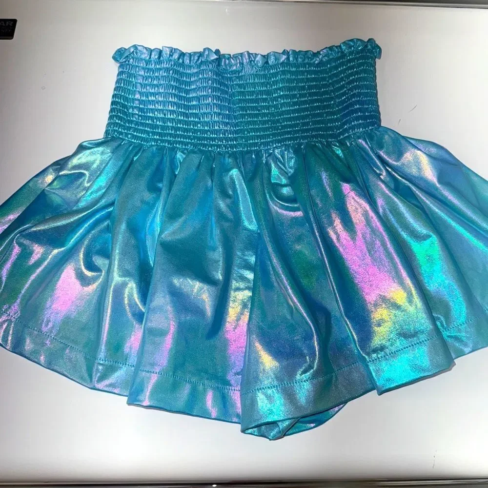 Queen of sparkles Iridescent Blue Shorts with Elastic Waistband sz XL- NWOT!