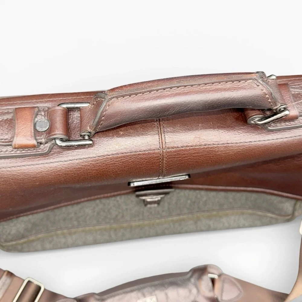 TUMI Bedford Carlisle Briefcase Laptop Bag Messenger Brown Leather Canvas