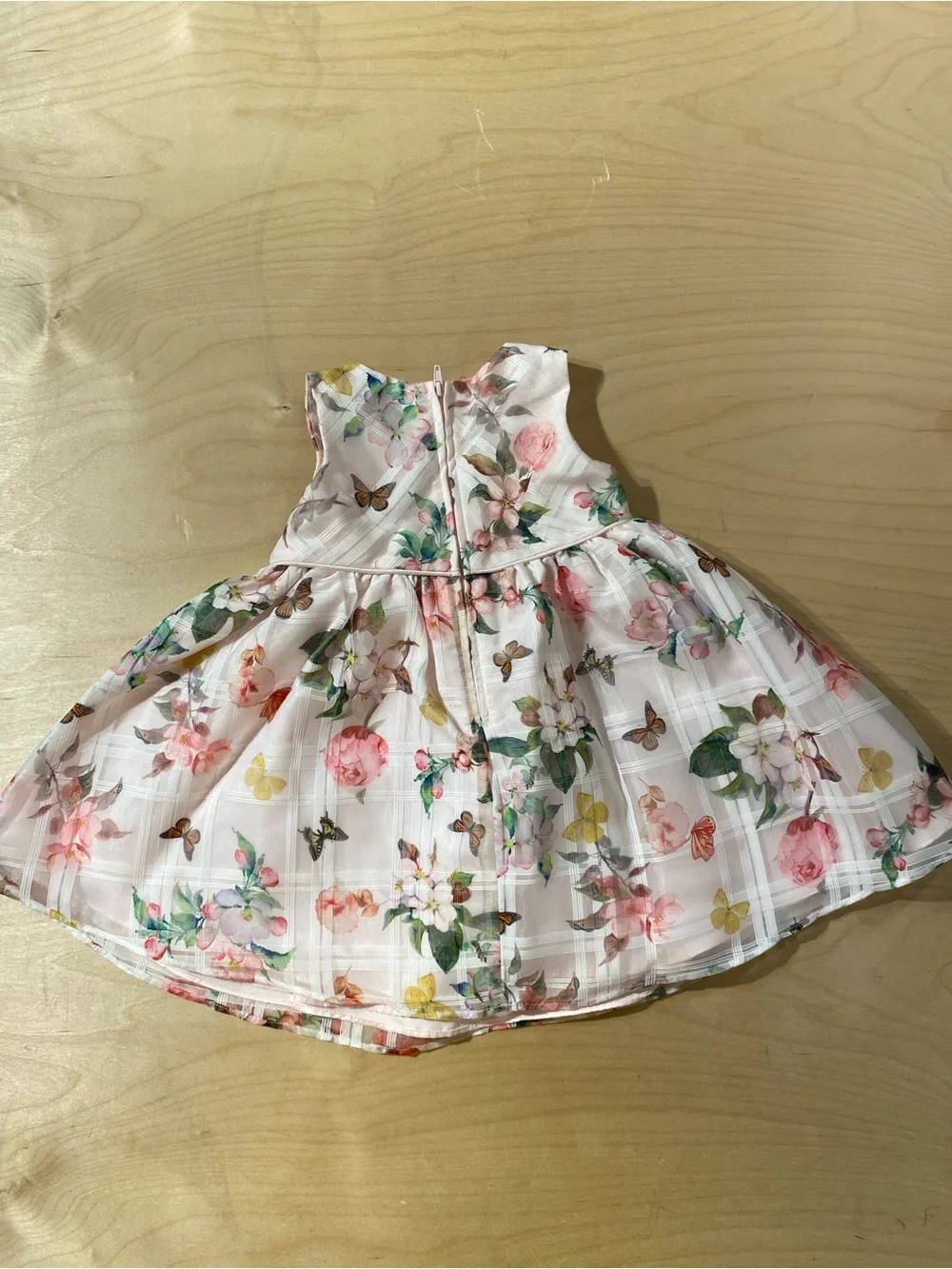 Rare Editions Pink Floral Organza Party Dress with Flower Accent 24 Months (RN)