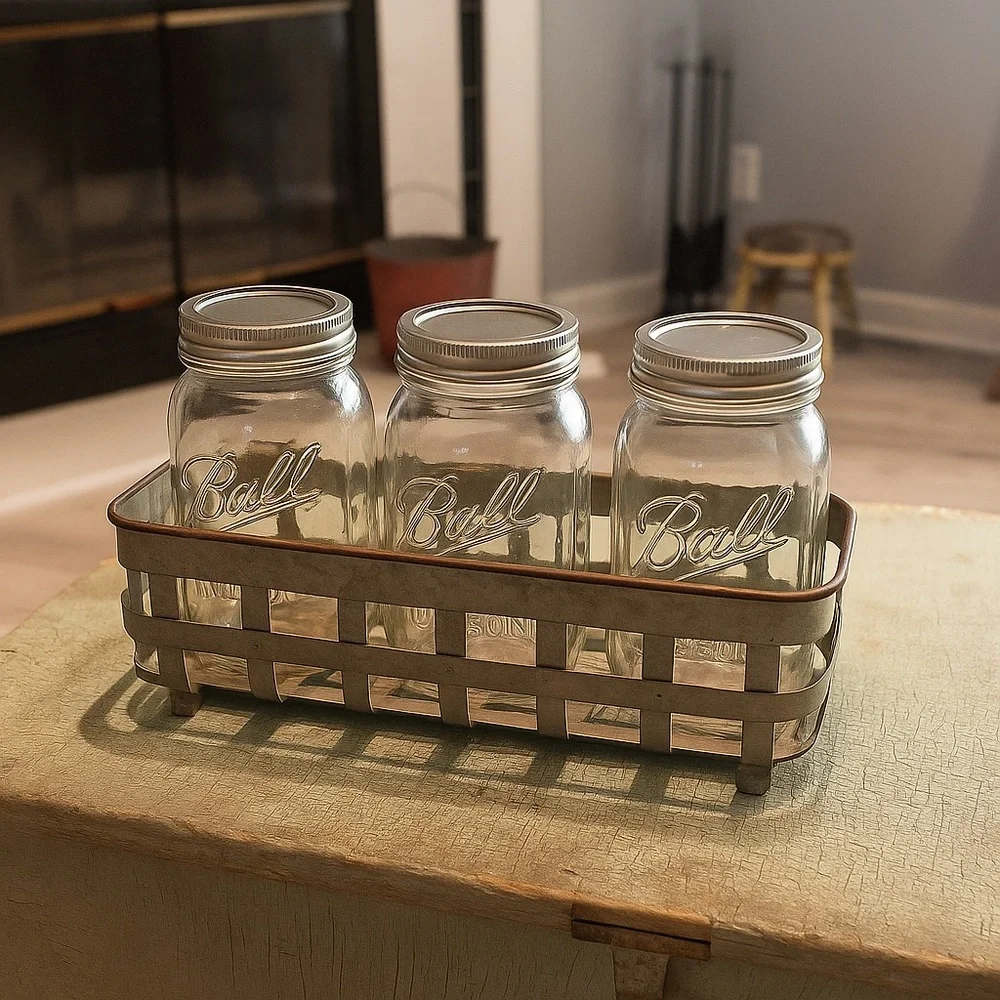 Vintage Inspired Galvanized Metal Wire Basket – Farmhouse Rustic Décor