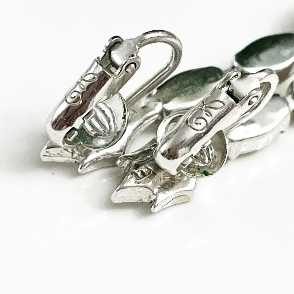 Eisenberg Vintage Crystal Drop Clip Art Nouveau Style Earrings