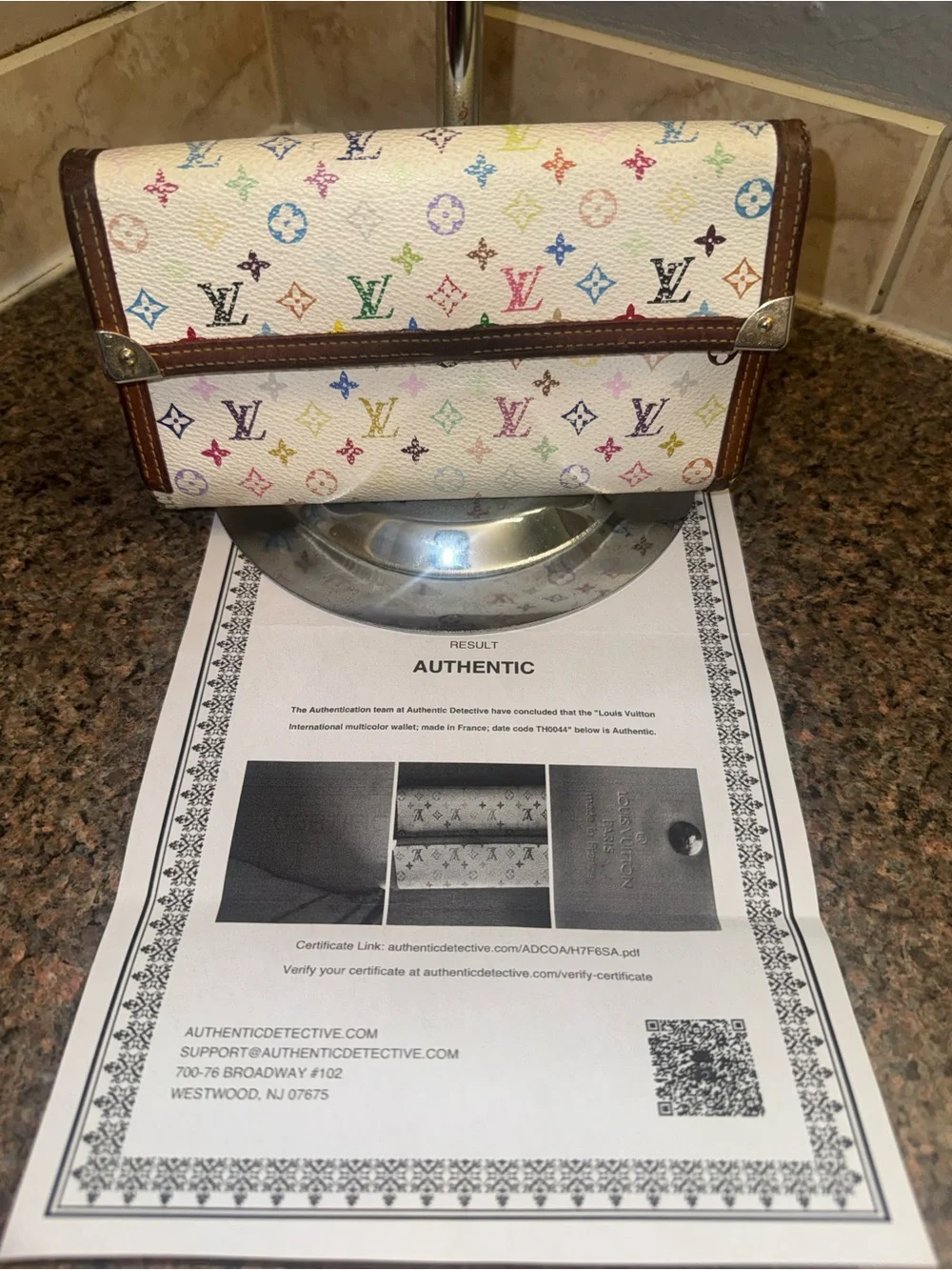 Louis Vuitton white Murakami Fold-Over Wallet with COA