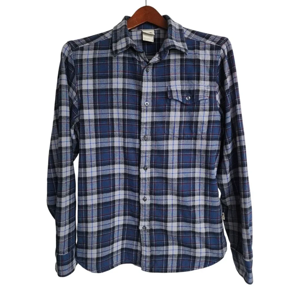 The North Face Flannel Shirt Mens Medium M Blue Gray Plaid Long Sleeve Cotton