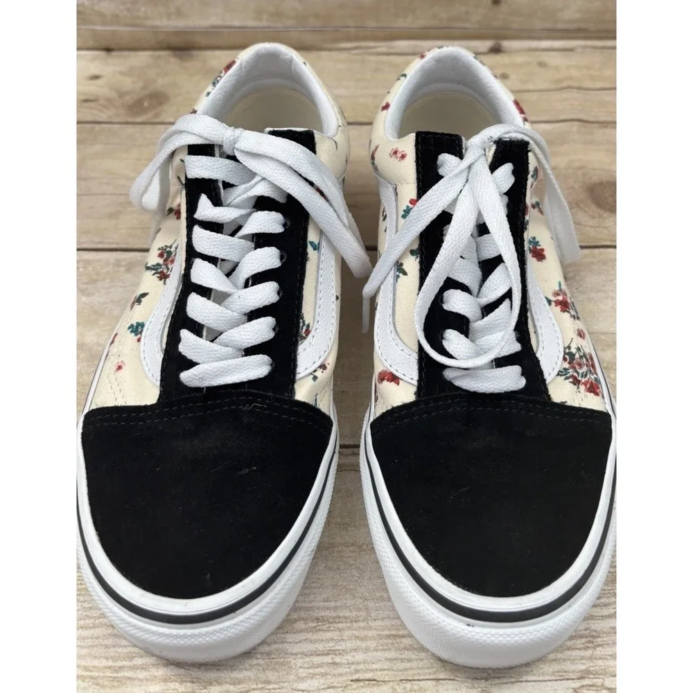 VANS Old Skool Ditsy Floral Women's Sneakers Size‎ 5.5 White Black