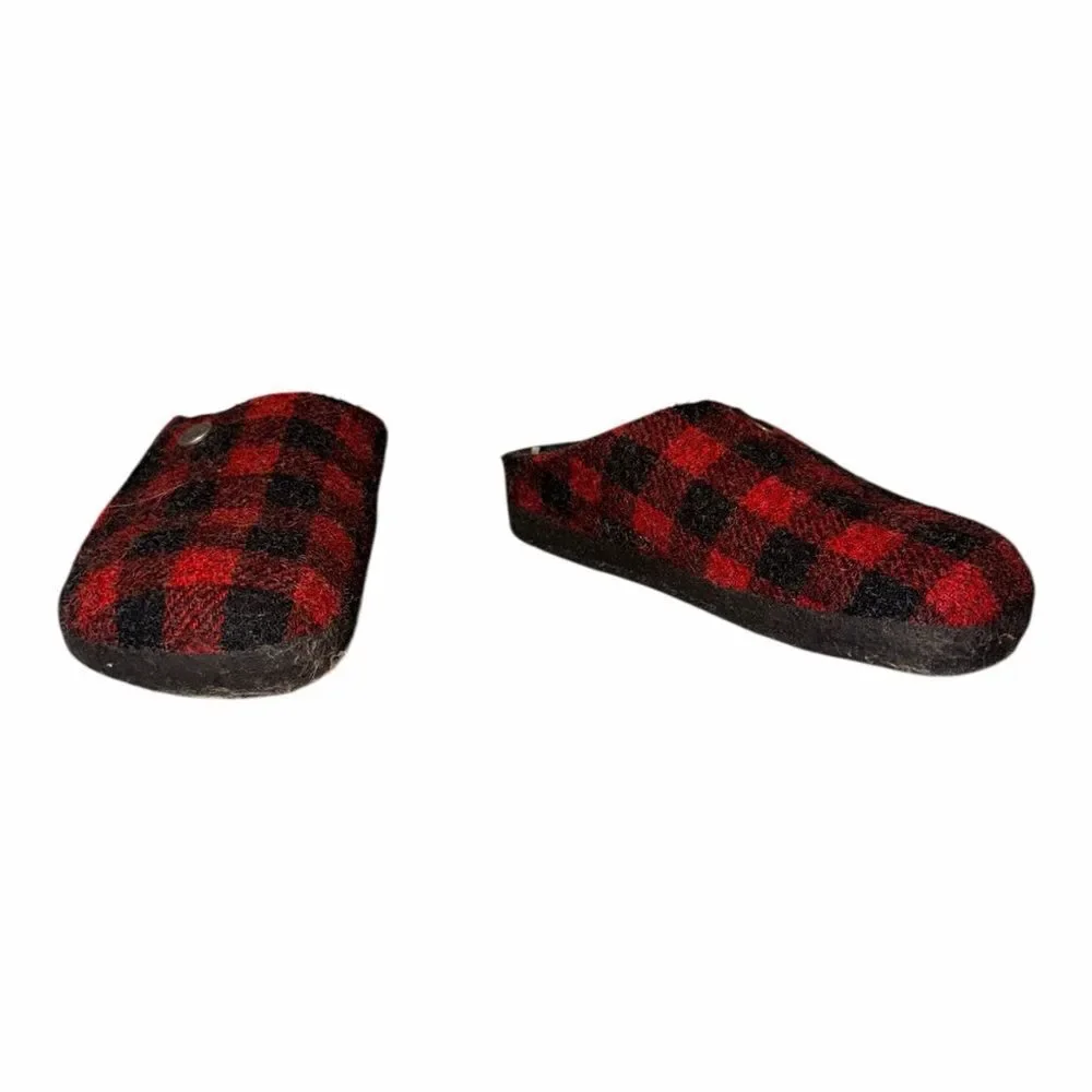 Birkenstock Kids Zermatt Shearling Wool Plaid Tartan Red Clogs Slippers EU 33
