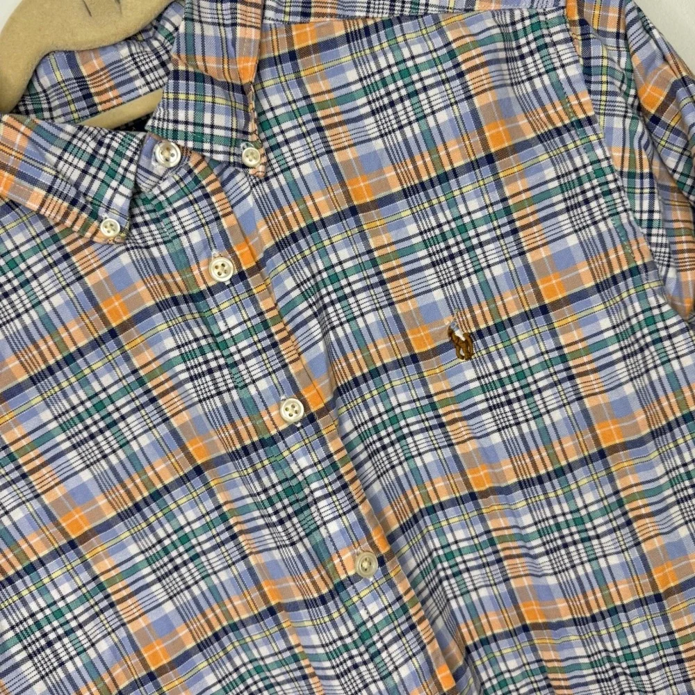 Ralph Lauren Boys‎ Plaid Button Down Shirt Long Sleeve Cotton Blend Size 14